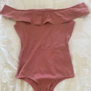Reformation Off the Shoulder Blush Bodysuit